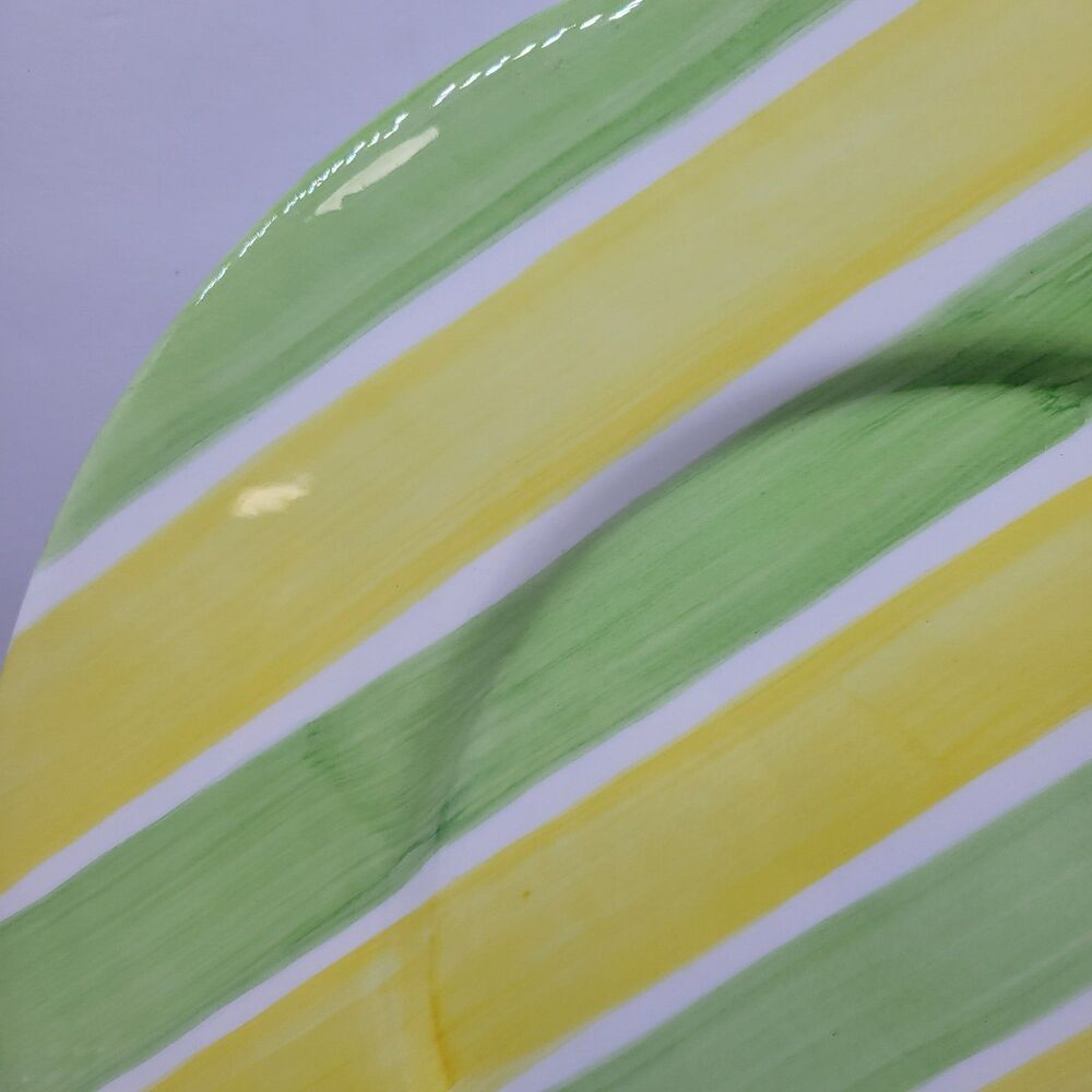 ESTE CE Italy Yellow And Green Striped  12 3/4" Plate - Picture 2 of 6